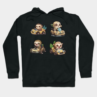 Cute Sloths driving cars - Stickers Pack Hoodie